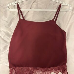 Garage Burgundy Lace Trim Cami Top